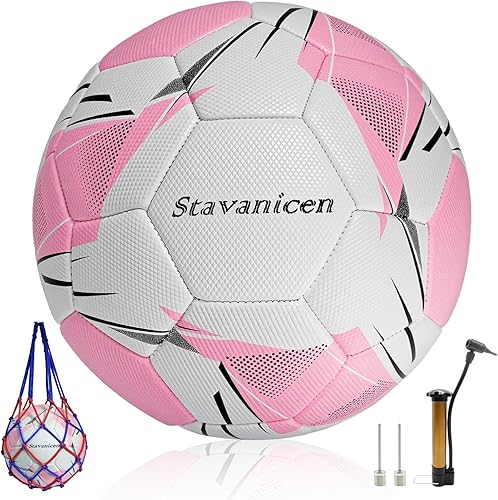 Soccer Ball Size 345 with Pump & Needle, Sofu PU Soccer Ball Kit for Indoor Outdoor Practicing Training Playing Game Gift Teen Play