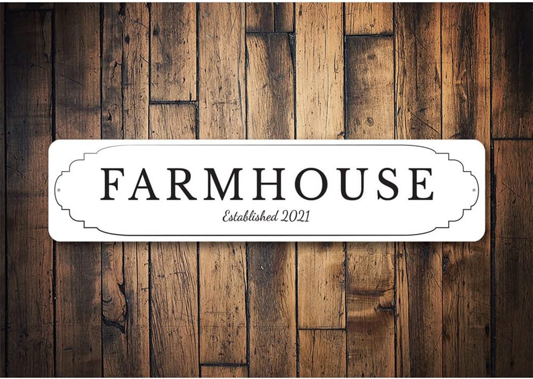 Farmhouse Established Sign, Farm Kitchen Aluminum Sign - 6 x 24 inches