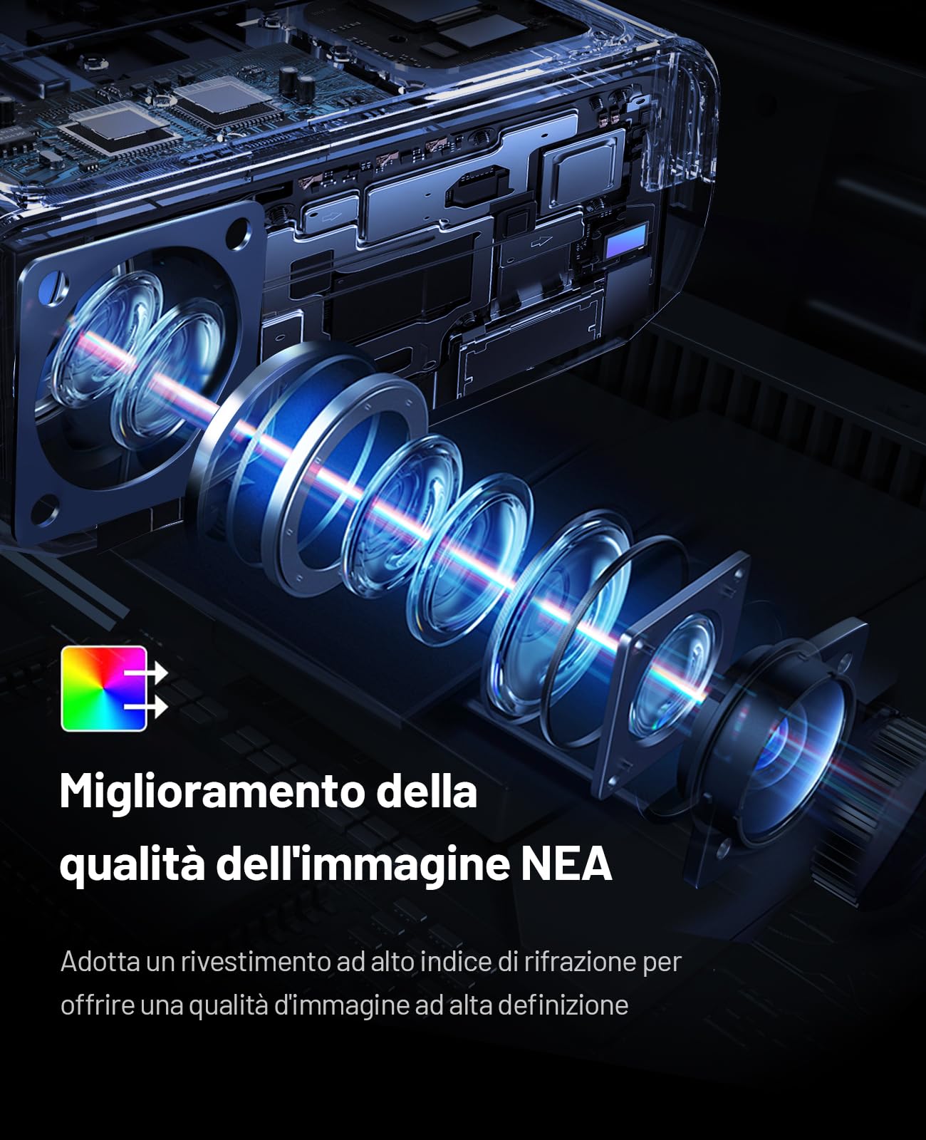 ELEPHAS 2023 - Mini proiettore WiFi aggiornato, 15000 Lux 1080P HD portatile, compatibile con iPhone/Android/Tablet/HDMI/TV Stick/USB (custodia e treppiede inclusi)