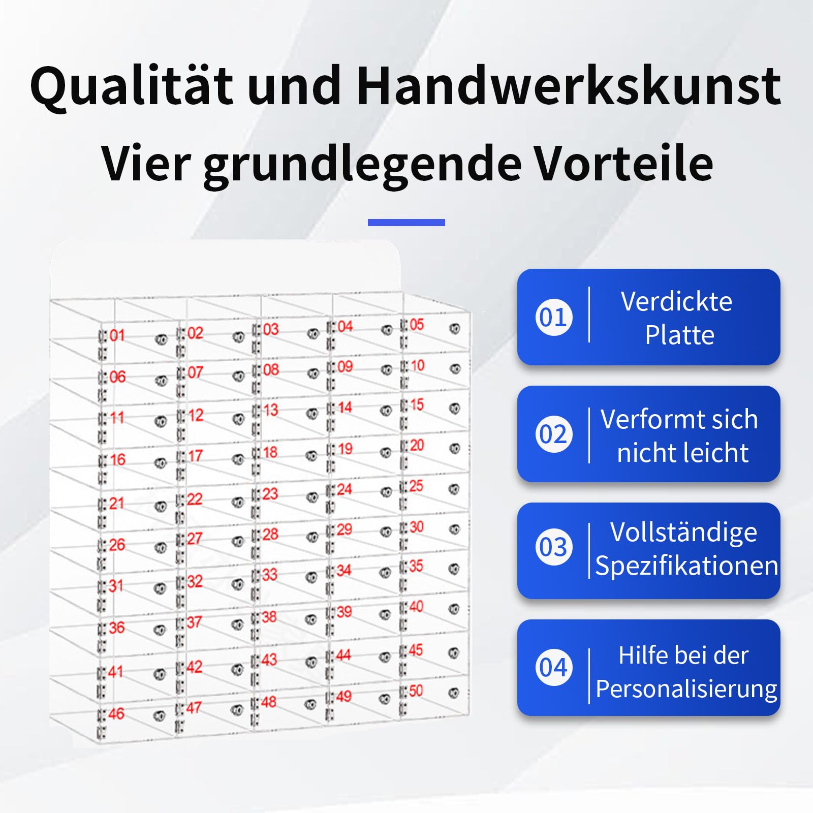 Handy-Schrank, Handy-Aufbewahrungsspind, 6/12/15/20/30/40/50/60 Fächer aus Acrylmaterial mit Türschlössern und Schlüsseln, Wandmontierter Schrank,für Büro, Schule, Klassenzimmer,4 Fächer
