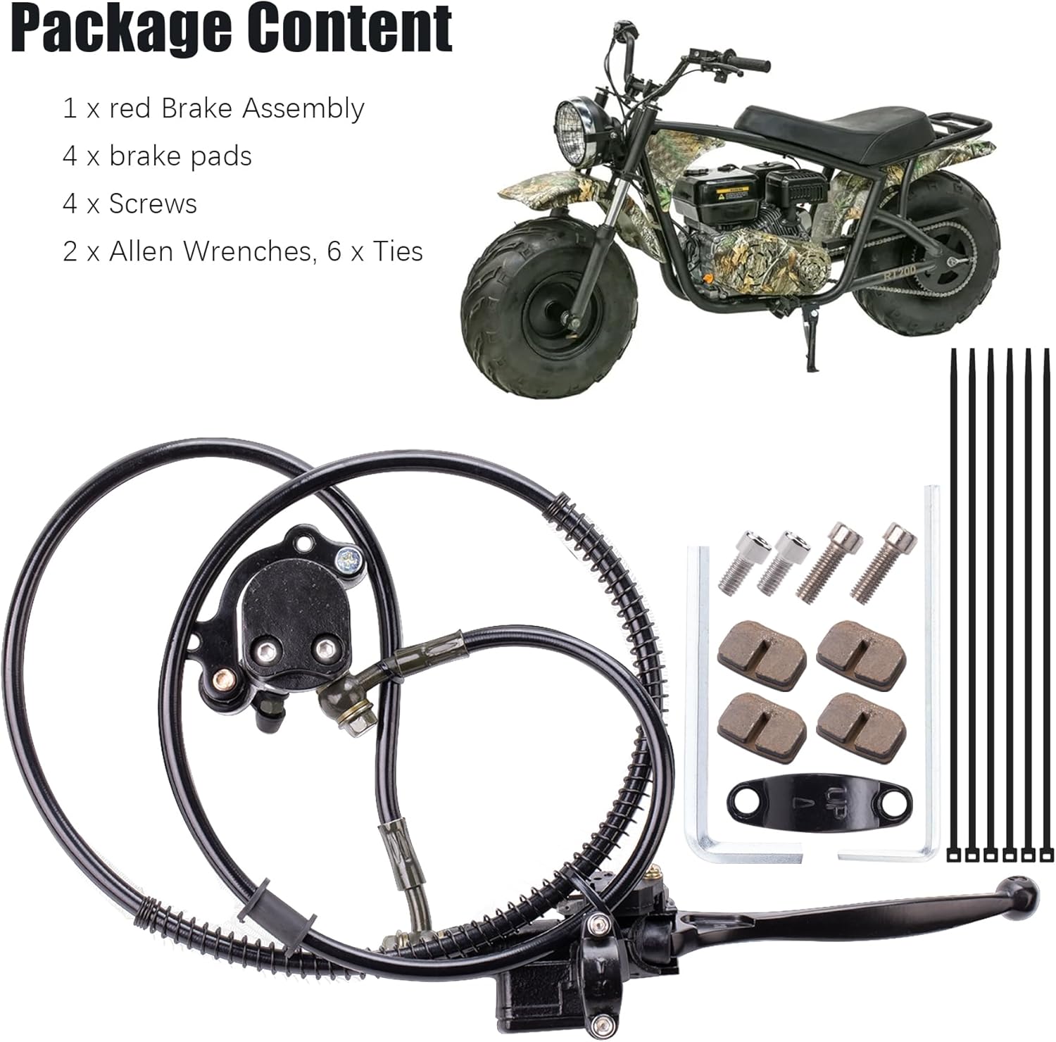 JINGKE 50 Inch Upgraded Hydraulic Brake Master Cylinder Caliper With Brake Pad Assembly Hose Tube for 97cc 2.8HP Baja Doodle Bug DB30 Blitz Dirt Bug Racer Mini Bike Motorsports Go Karts（silver）