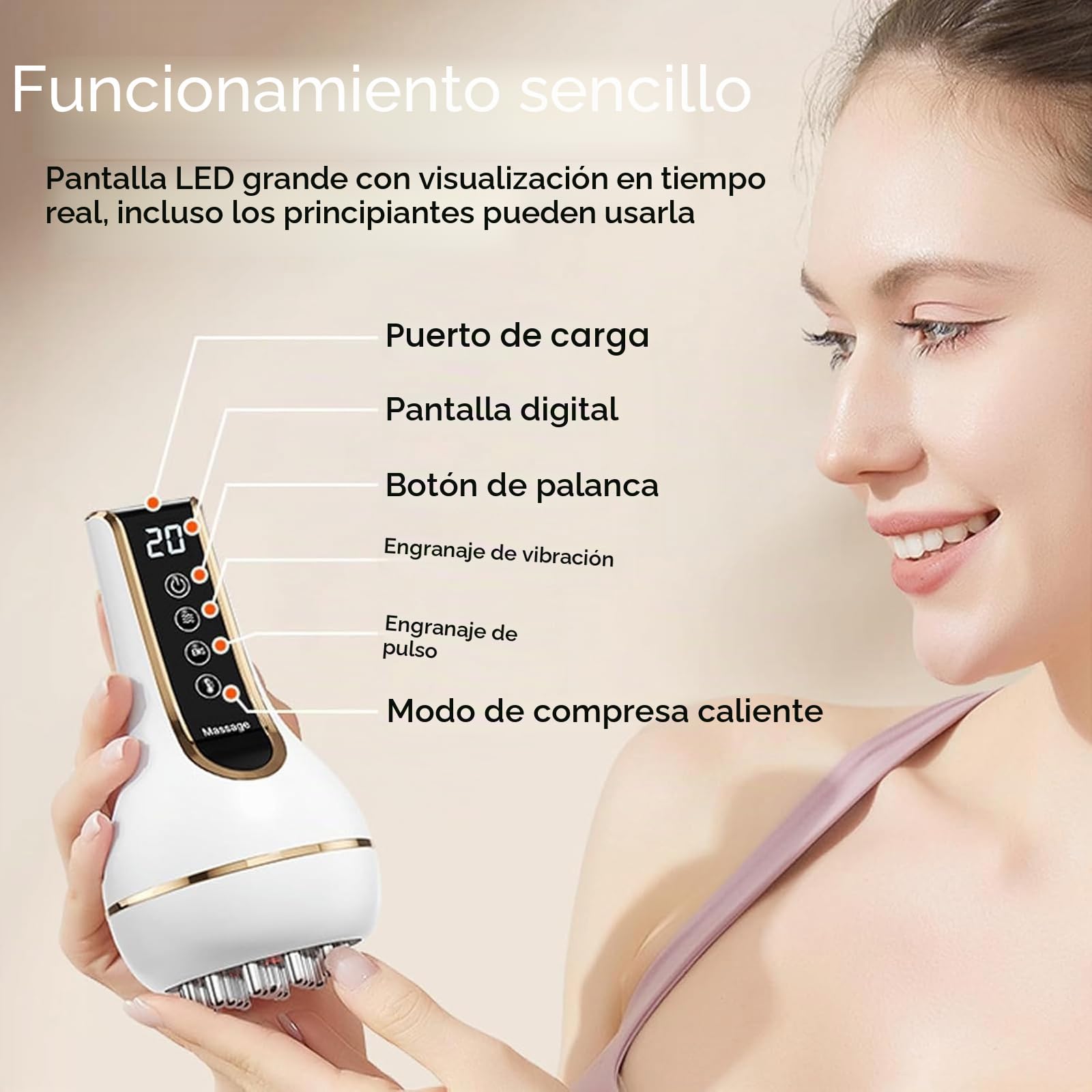 Masajeador de celulitis, 20 velocidades, masajeador de ondas de choque Gua, neuropatía, dispositivo eléctrico Guasha, masajeador eléctrico con ventosas para fascitis y alivio del dolor