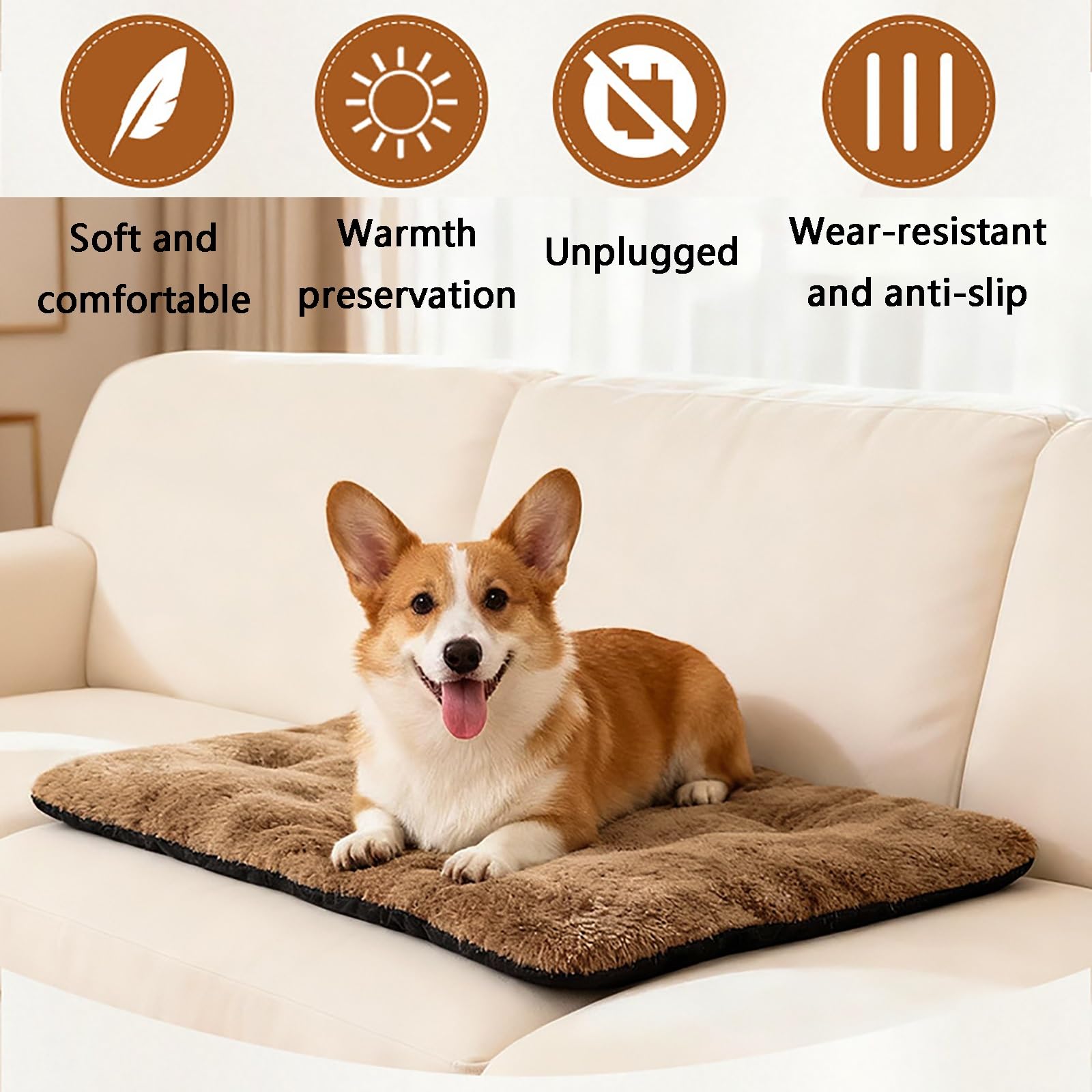 Coussin Chauffant Auto-réchauffant pour Animaux de Compagnie, Tapis Auto Chauffant Chat, sans Électricité, Doux et Confortable, Convient À La Plupart des Animaux(Gray,Large)