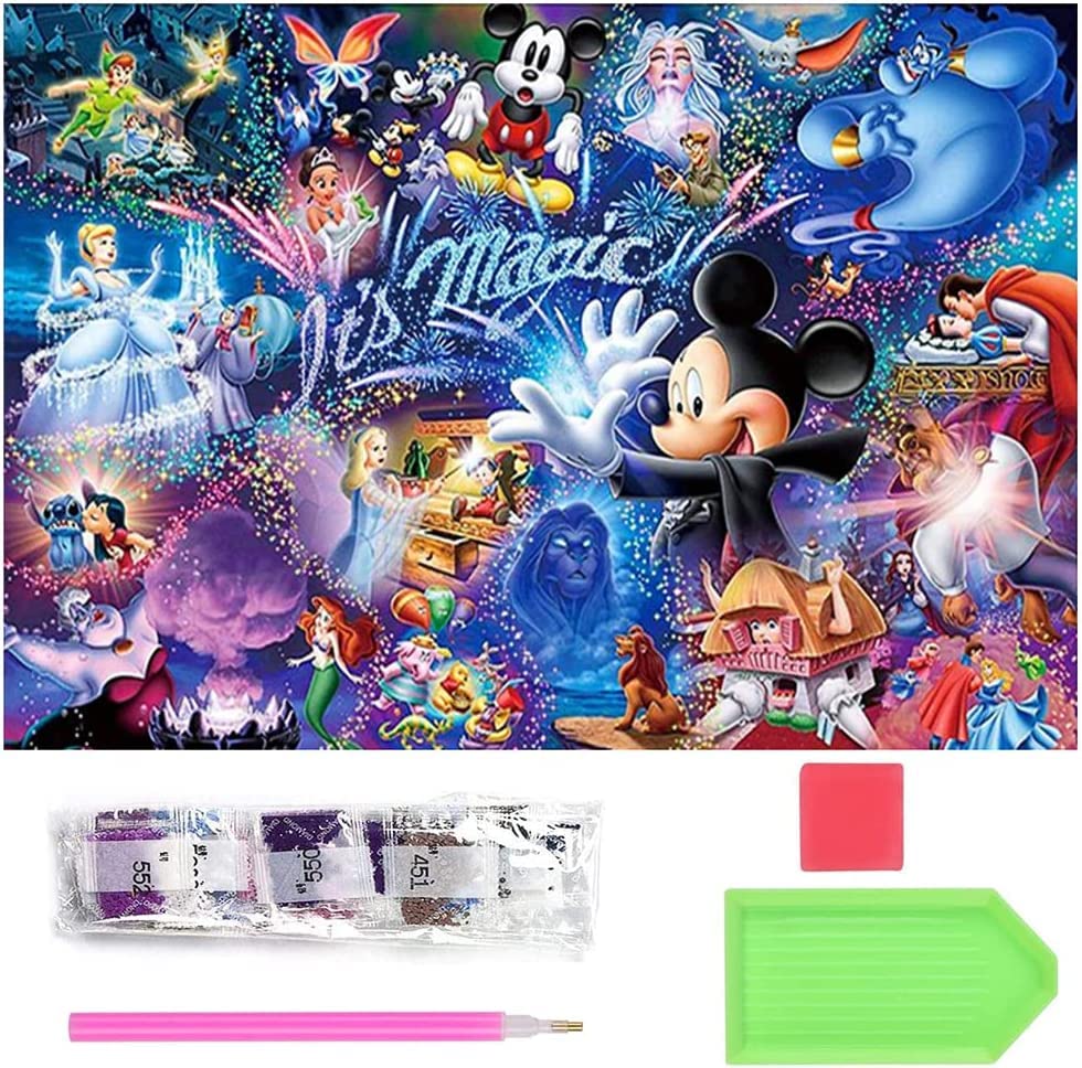 Ksopsdey M-Ickey Diamond Drawing, DIY M-Ickey 5D Diamond Painting Kits, Full Drill Art Supplies, Adults Cross S-titch Kits, Kids Cross S-titch AccessoriesCraft, for Home Wall Decor 30 X 40cm