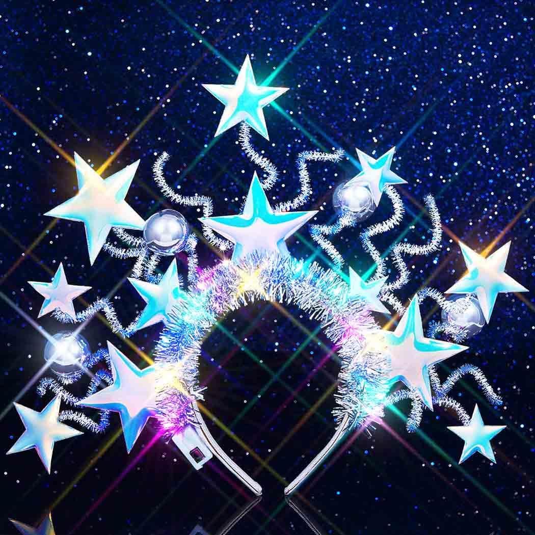 Light Up Star Headband Led Disco Headpiece Glowing Rave Party Hair Accessories for Women