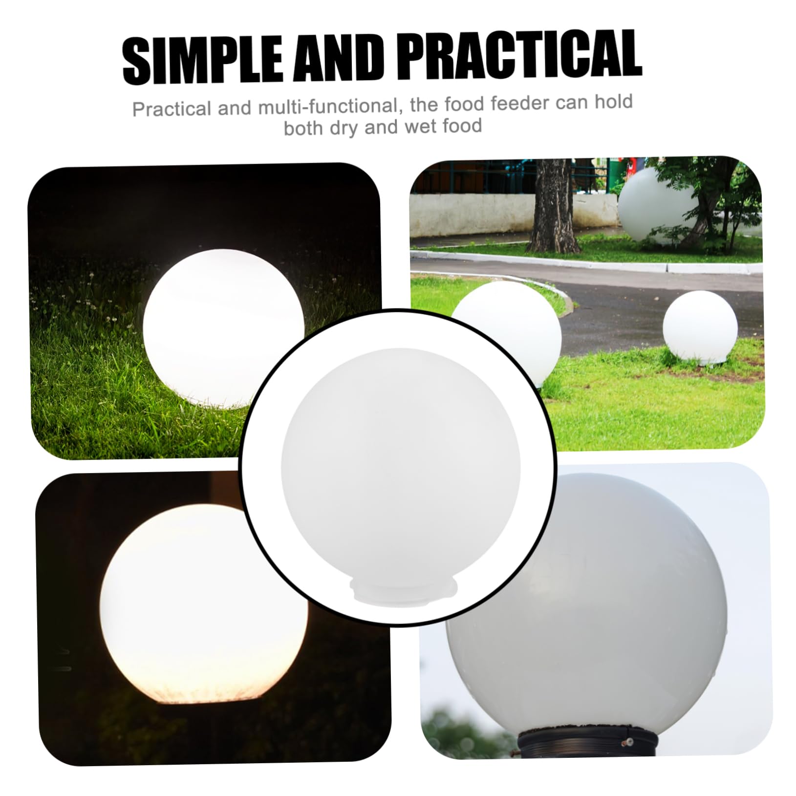 Tofficu Paralume Acrilico Bianco a Forma di Sfera Leggero e Facile da Installare per Lampade da Esterno Giardino Design Semplice e Delicato