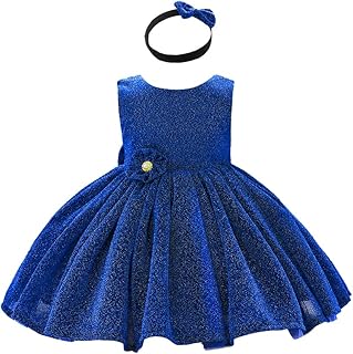 0-6T Big Bowknot Toddler Baby Girls Formal Dresses Pageant Party Lace Embroidery Dress with Headwear