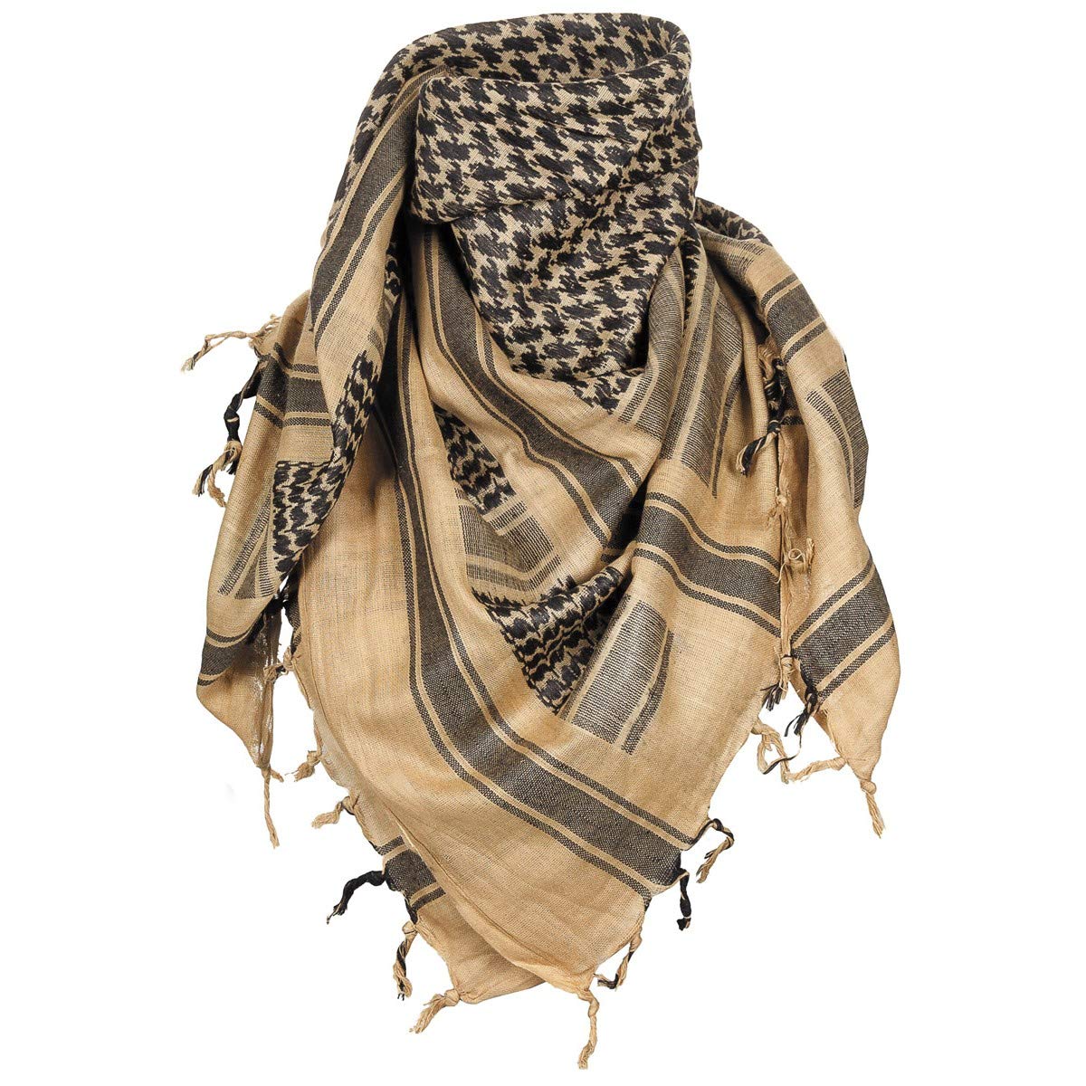 MFH PLO Shemagh Fringe Scarf, Sand/Black, XXL