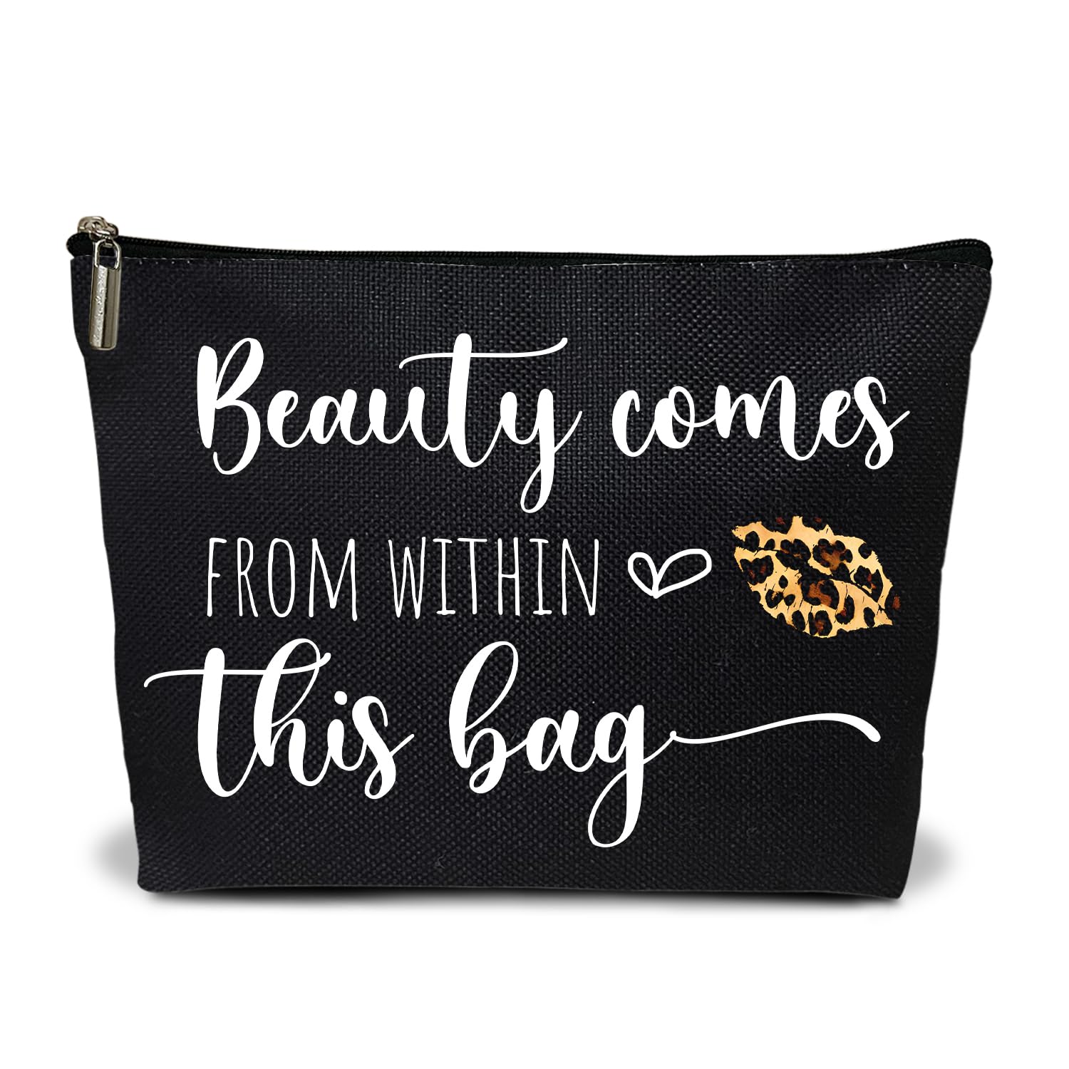 Esthetician Gift Makeup Bag for Women, Gift for Cosmetology Beautician Beauty Artist Hairdresser, Beauty Comes From Within This Bag Makeup Zipper Bag, Leopard Print Travel Toiletry Pouch - a17