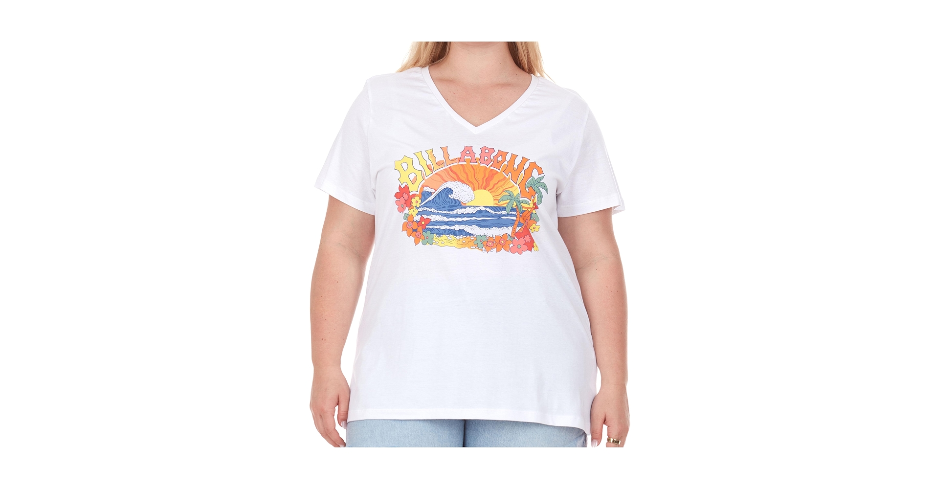Billabong Plus Size T Shirts for Women - V Neck Oversized