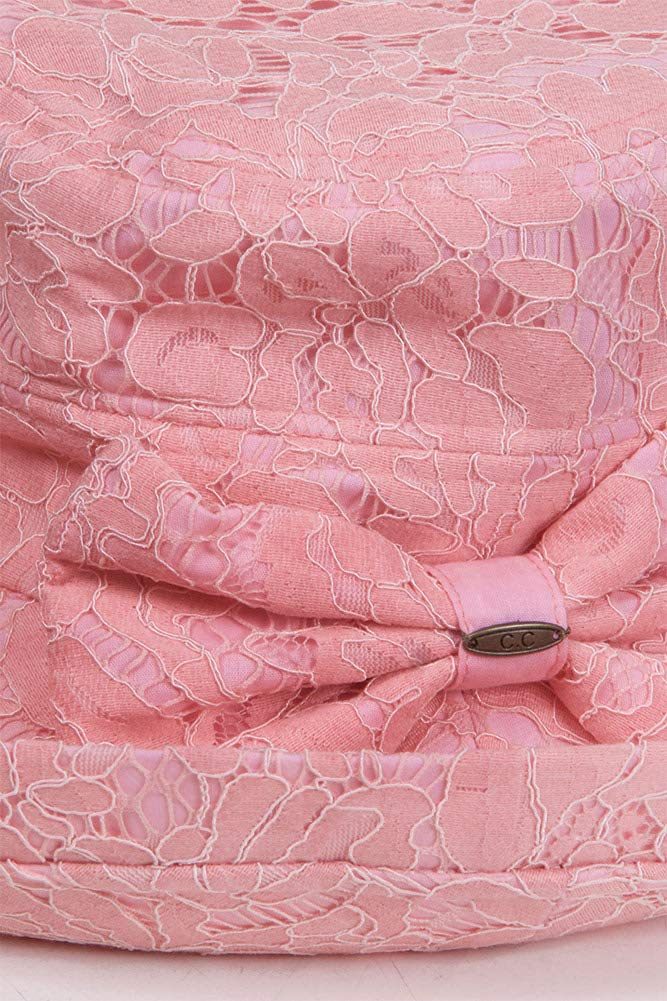 ScarvesMe Women's Adjustable Floral Lace with Ribbon Accent Cotton Beach Summer Sun Hat Rose