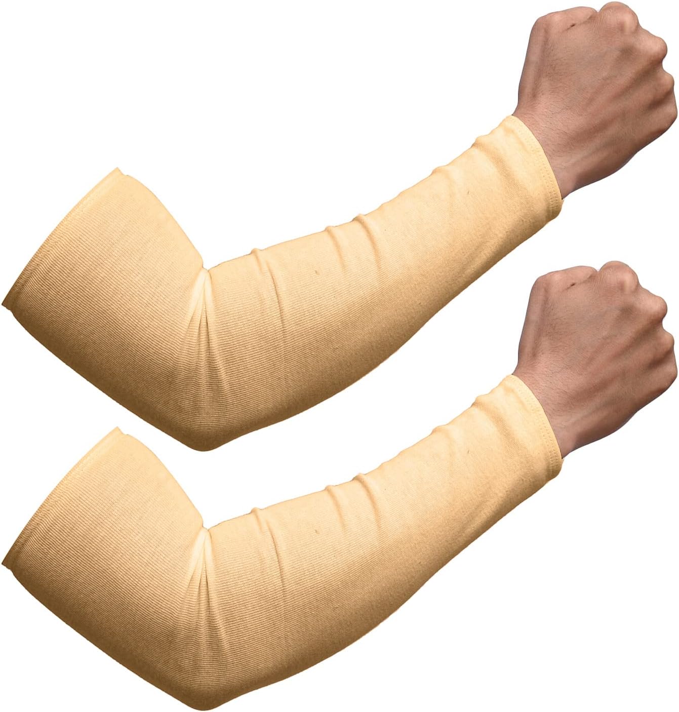 Kuber Industries Full Arm Sleeves | Cotton Summer Arm Sleeves | Protection From Sun Burns | Dust | Arm Sleeves For Women | Arm Sleeves For Men | 1 Pair | Cream