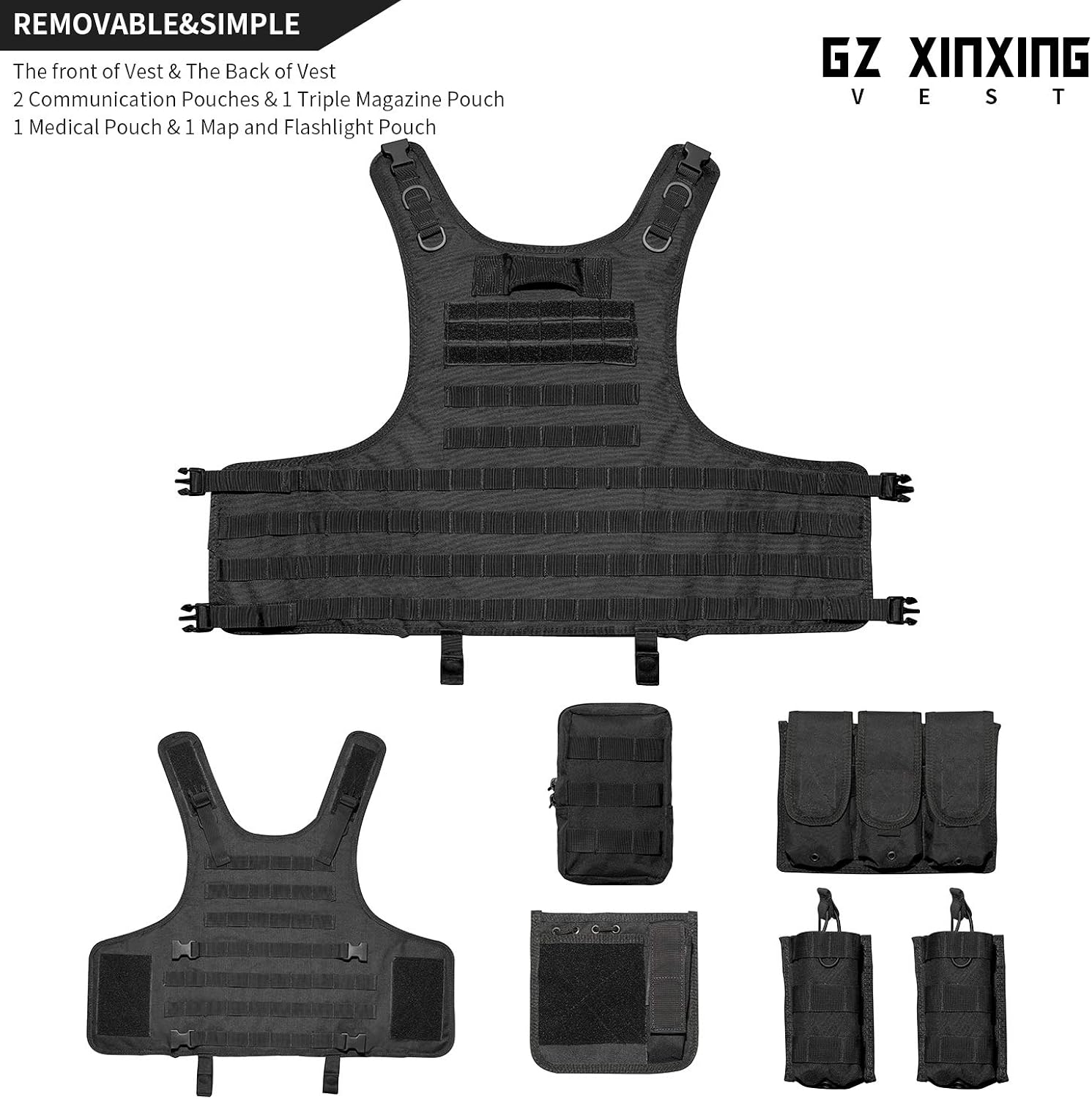 GZ XINXING Tactical Airsoft Paintball Vest (Black) : Sports & Outdoors
