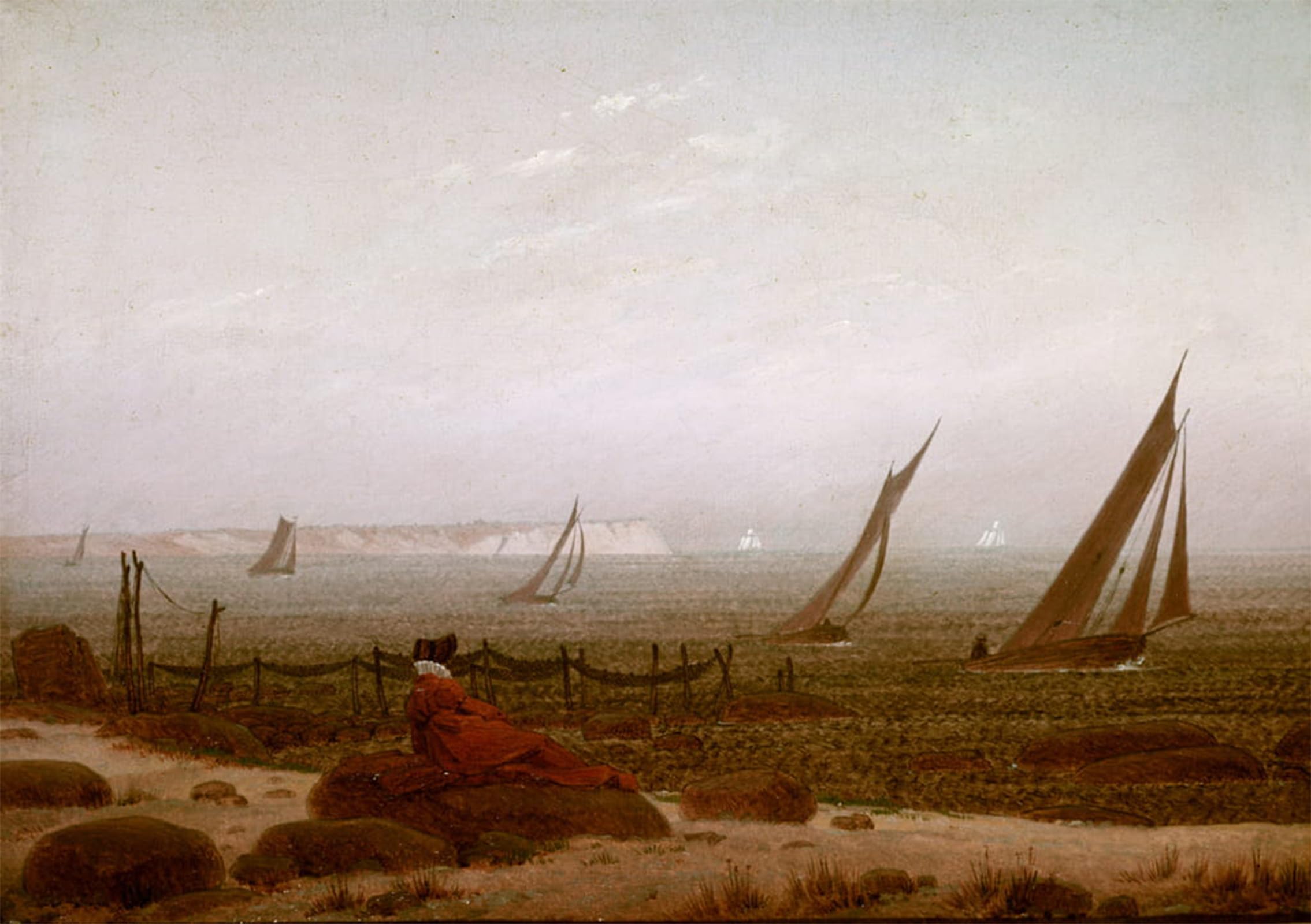 POSTERIIk Vintage Print Pop Art Landscape Artwork Woman on the beach at Rügen by Caspar David Friedrich Art Prints for Office Home Decor 60x90cm