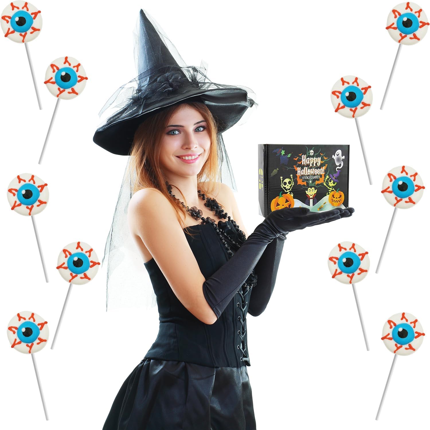 Fruidles Eyeballs Halloween Lollipop Candy, Trick-Or-Treat Party Bag Fillers, Party Favor (48-Pack)