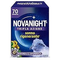 NOVANIGHT Tripla Azione Integratore Alimentare, Melatonina, Senza Glutine, 70 Compresse