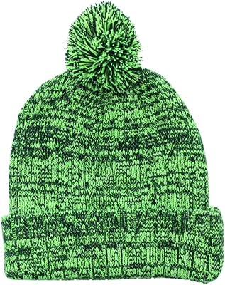 Milani Winter Stripe Thick Pom Beanie with Cuff Skull Cap Hat Green
