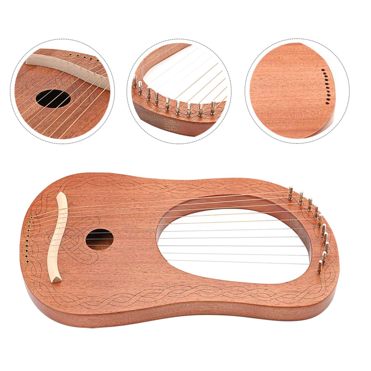 Kisangel Arpa Lira Corda Resistente Kit Di Strumenti Musicali in Legno Portatile Strumento Musicale Orchestrale Corde Per Principianti e Amanti