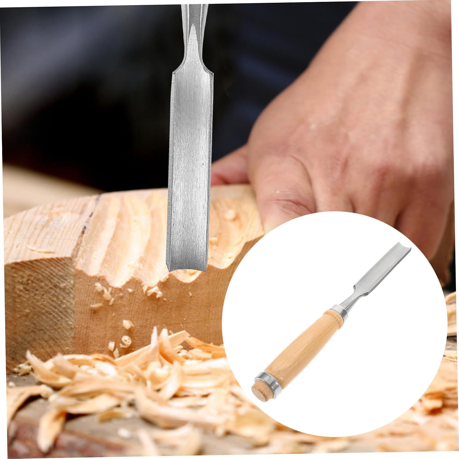 TEHAUX 1PC Semicircle Wood Carving Chisel Precision Tool for Woodworking and Craft Projects for Softwood and Hardwood Polished Finish for Detail Work