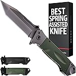 Spring Assisted Heavy Duty Pocket Knife for Men - 3.5 Tanto Sharp Blade - Folding Tactical Self Defense Japanese Knives with Portable Clip - for Hunting Camping Military Survival Work EDC 6688