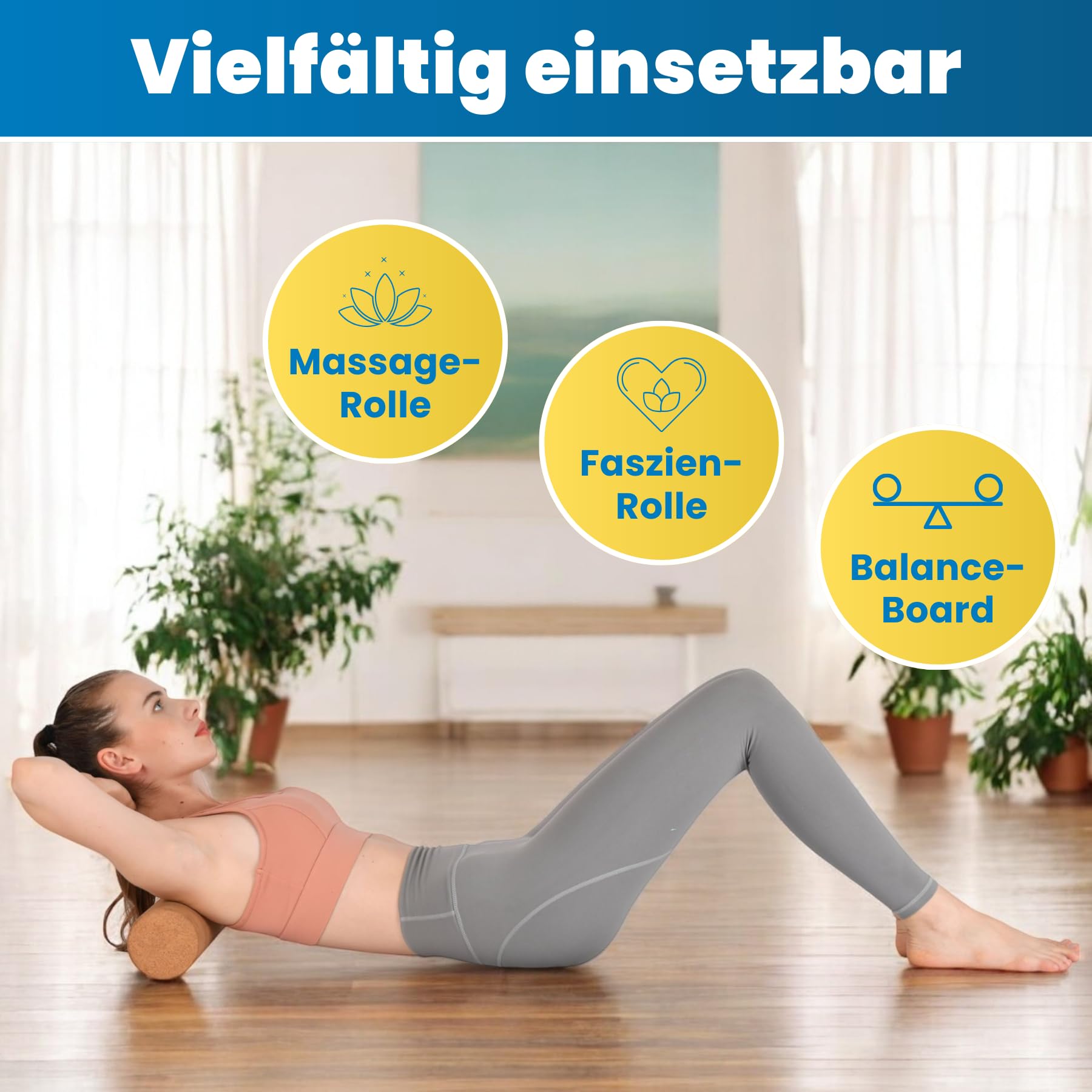 Woodboard Starter Set Balance-Board Ahorn Holz & Kork Rolle Koordination und Balance-Training