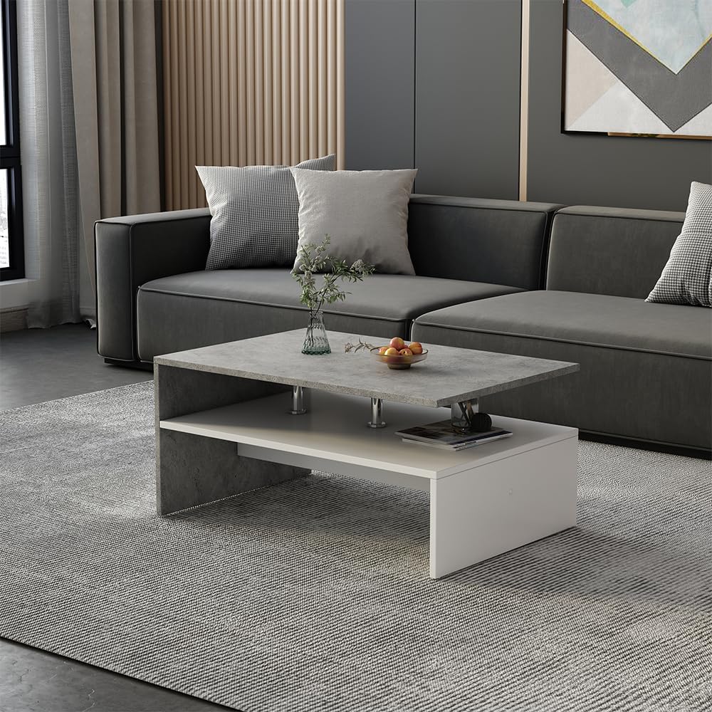 Vicco Tavolino da salotto Mike, Calcestruzzo, 90 x 60 cm