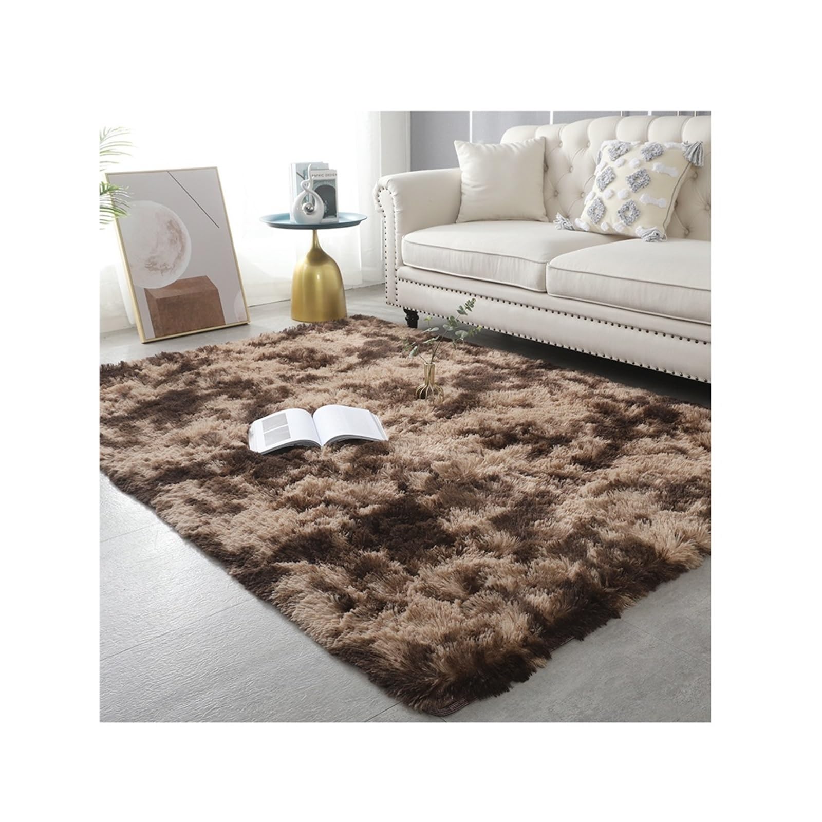 Tapis en peluche doux et moelleux pour créer un coin lecture au salon