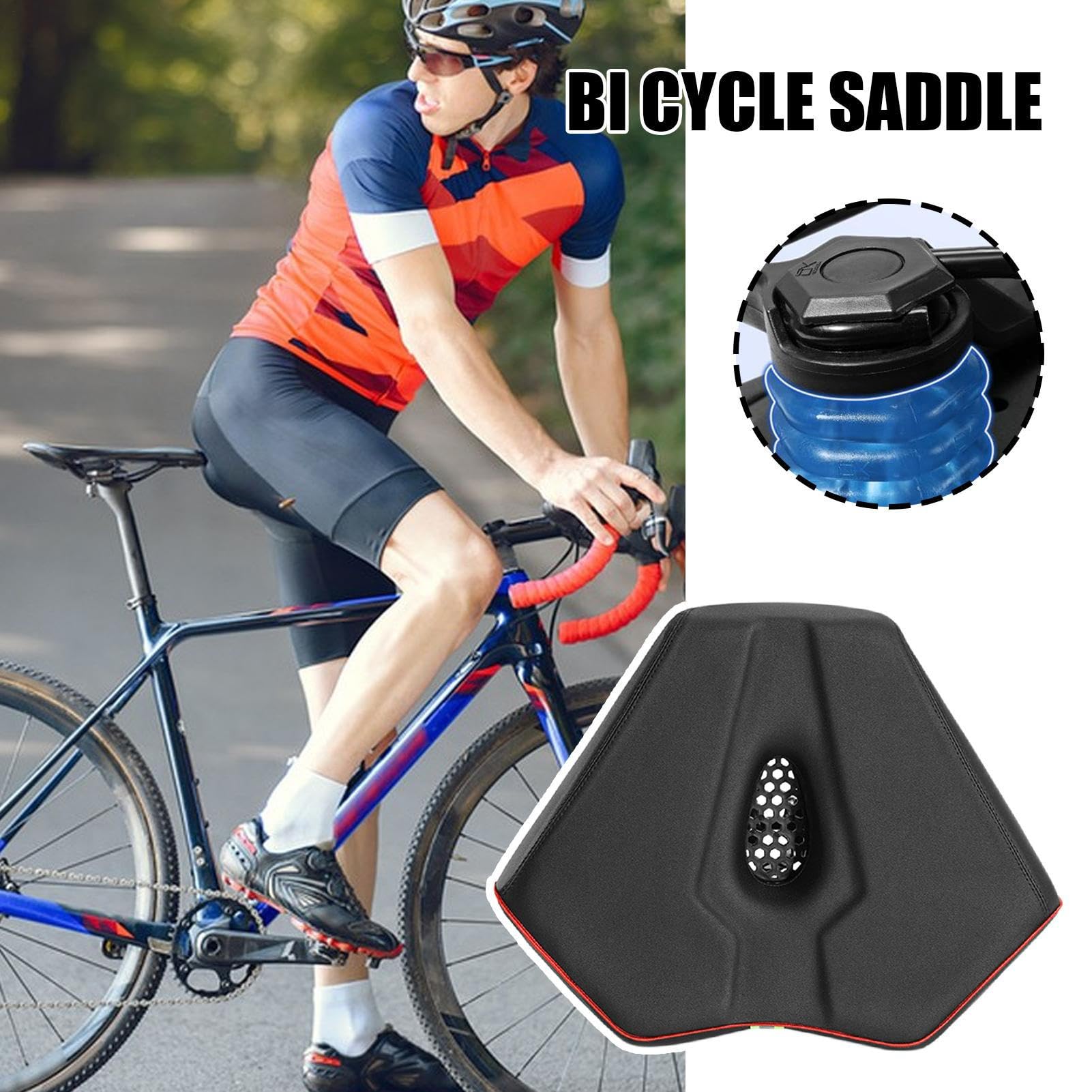 Sillín de bicicleta de montaña, acolchado con absorción de impactos, accesorios de ciclismo huecos gruesos para adultos, mujeres, hombres, adolescentes