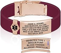 Vista 94 de Divoti Pulsera de identificación de alerta médica grabada personalizada, grabado láser de doble cara, pulsera de silicona, cierre de seguridad