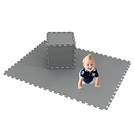 XMTMMD Soft Non-Toxic Foam Baby Play Mat | Toddler Playmat | EVA Foam Interlocking Tiles for Gym, Nursery, Playroom | 18 Squares Foam Floor Mats for Kids & Babies | Gray Jigsaw Puzzle Play Mat
