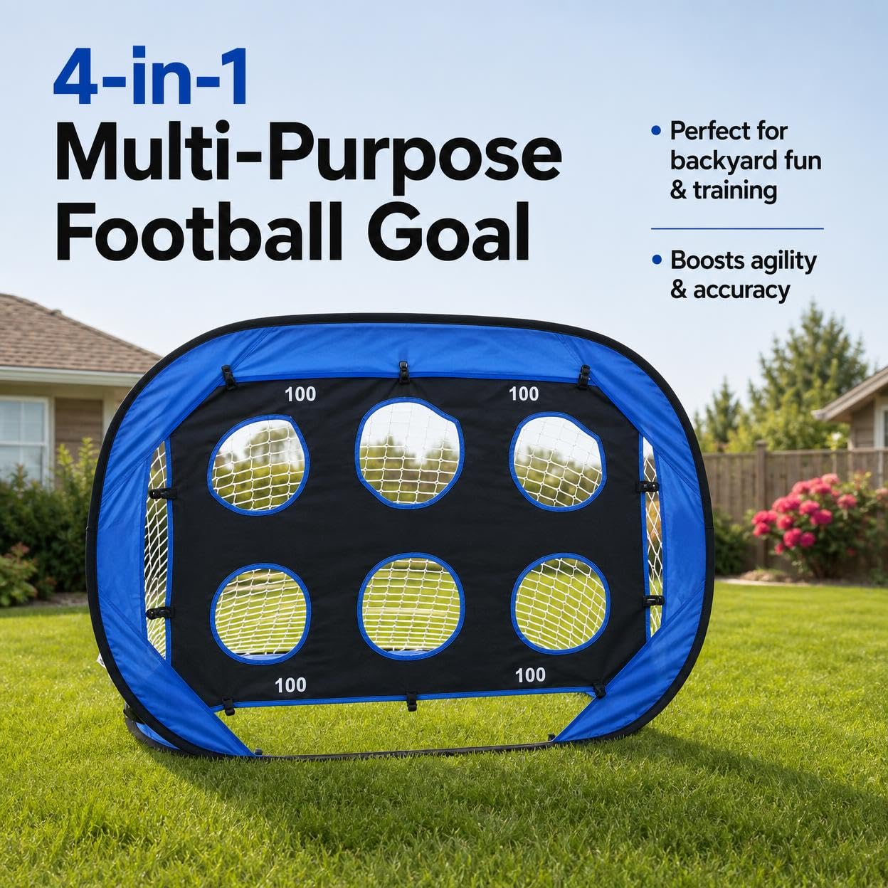 Porta da Calcio per Bambini Rete da Gioco Portatile Attrezzatura Calcistica Archi Flessibili in Fibra di Vetro Base Ancorabile Ripiegabile Adatta per