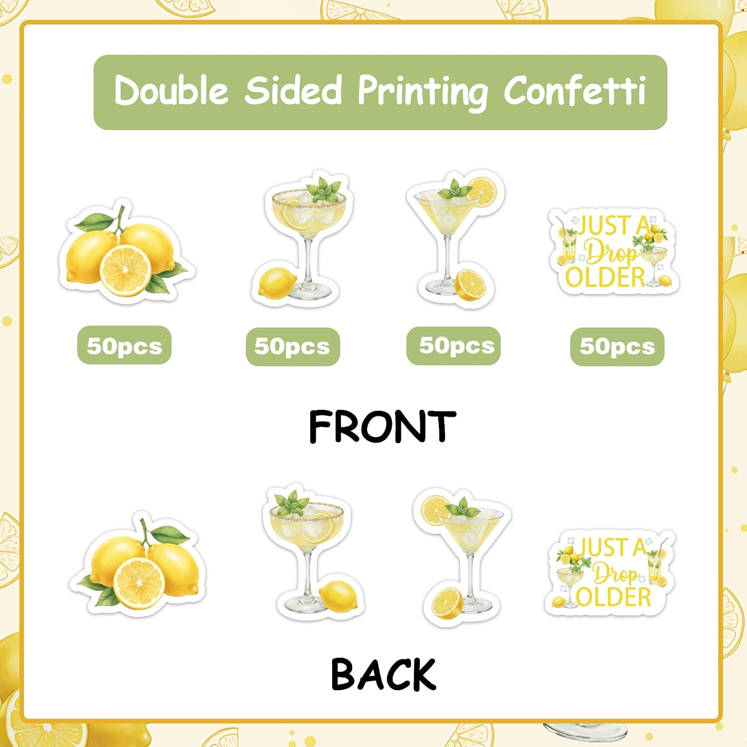 Sursurprise Lemon Martini Birthday Decorations, 200pcs Just a Drop Older Confetti, Lemon Drop Birthday Paper ScatterTable Decor for Summer Cocktail Party Supplies