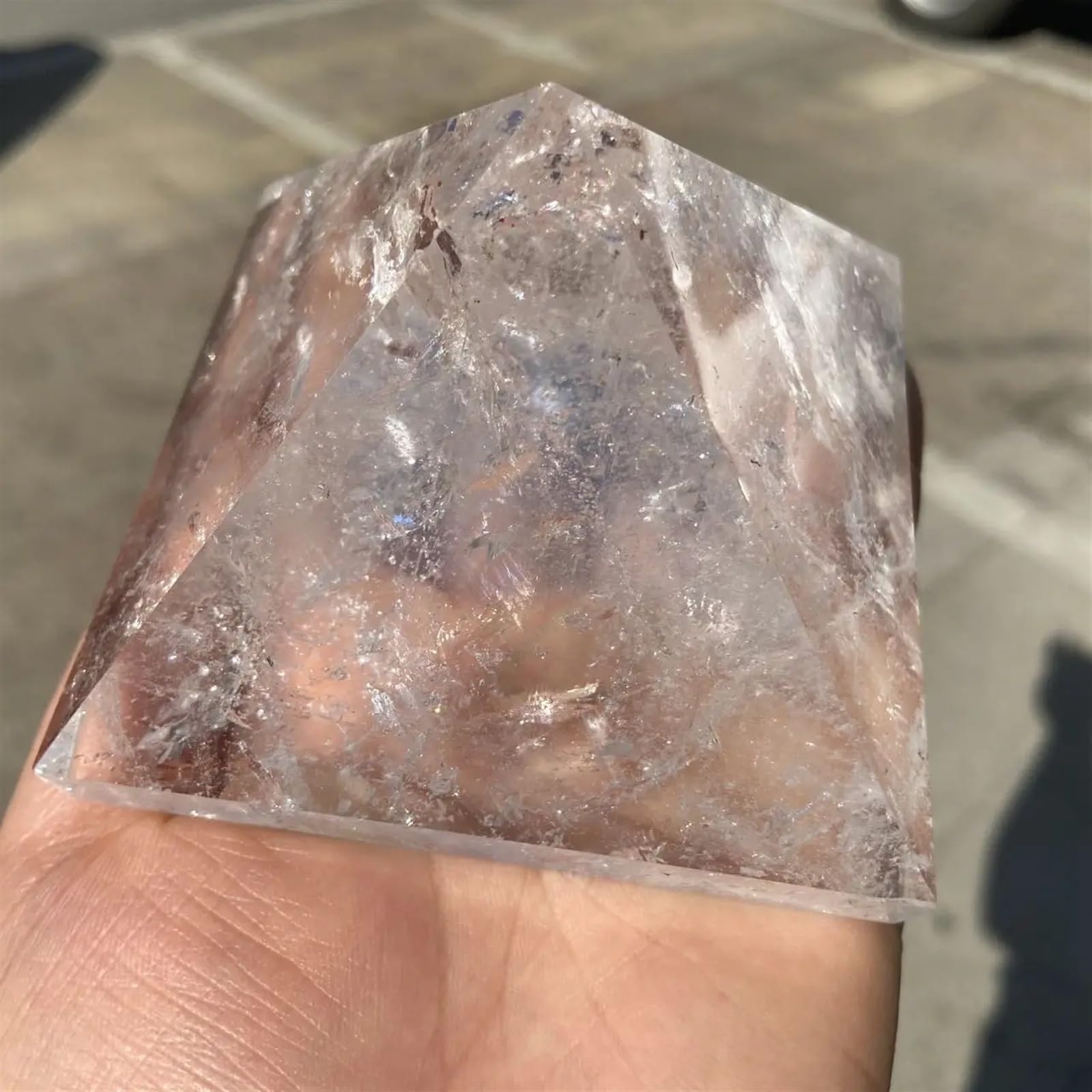 Hermoso Pirámide de cristal de cuarzo transparente natural - Piedra de Reiki transparente for meditación y trabajo energético(80-90mm)