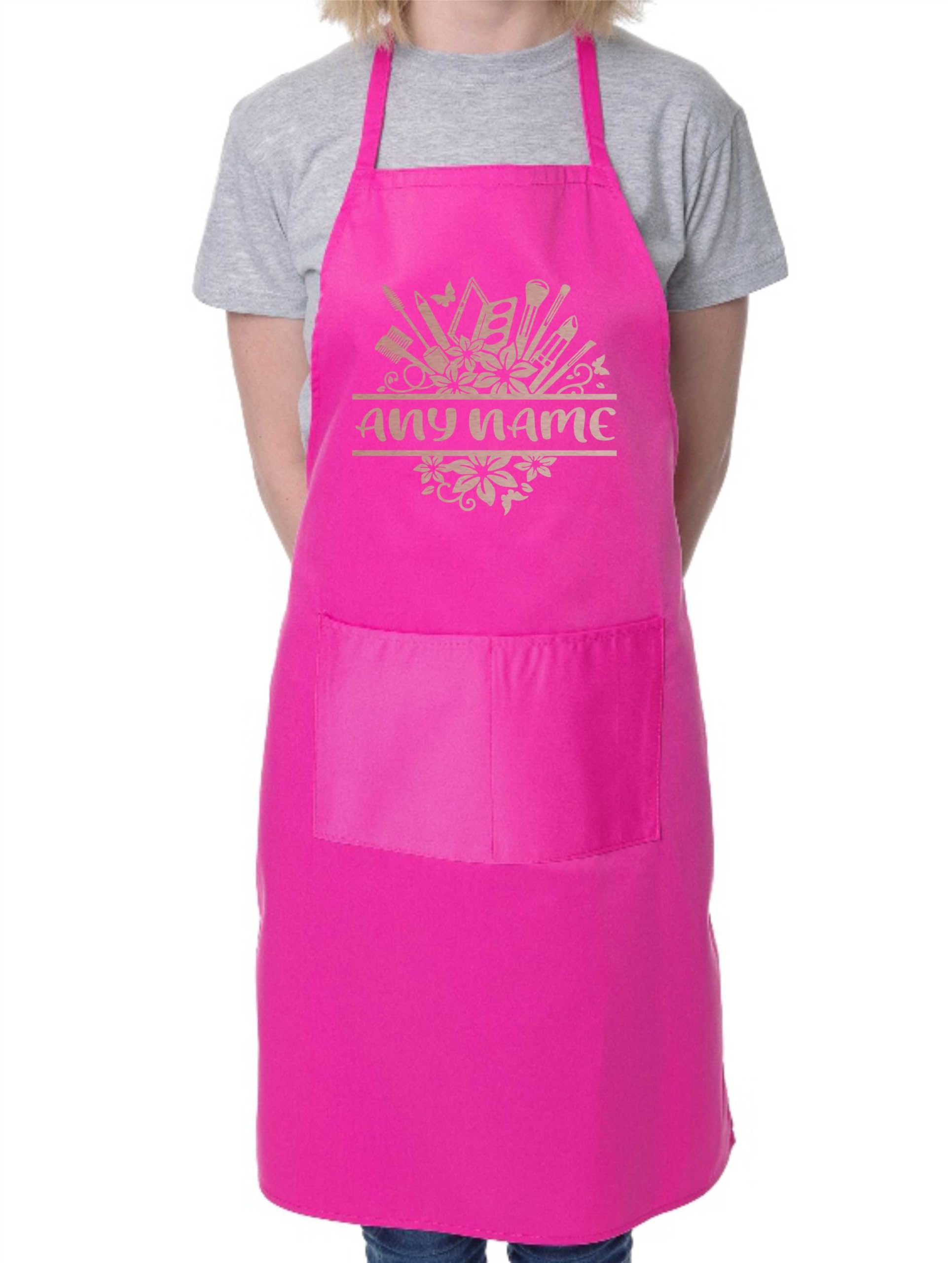 Print4U Personalised Apron Beauty Make Up Salon Your Name Here Cooking Birthday Pink