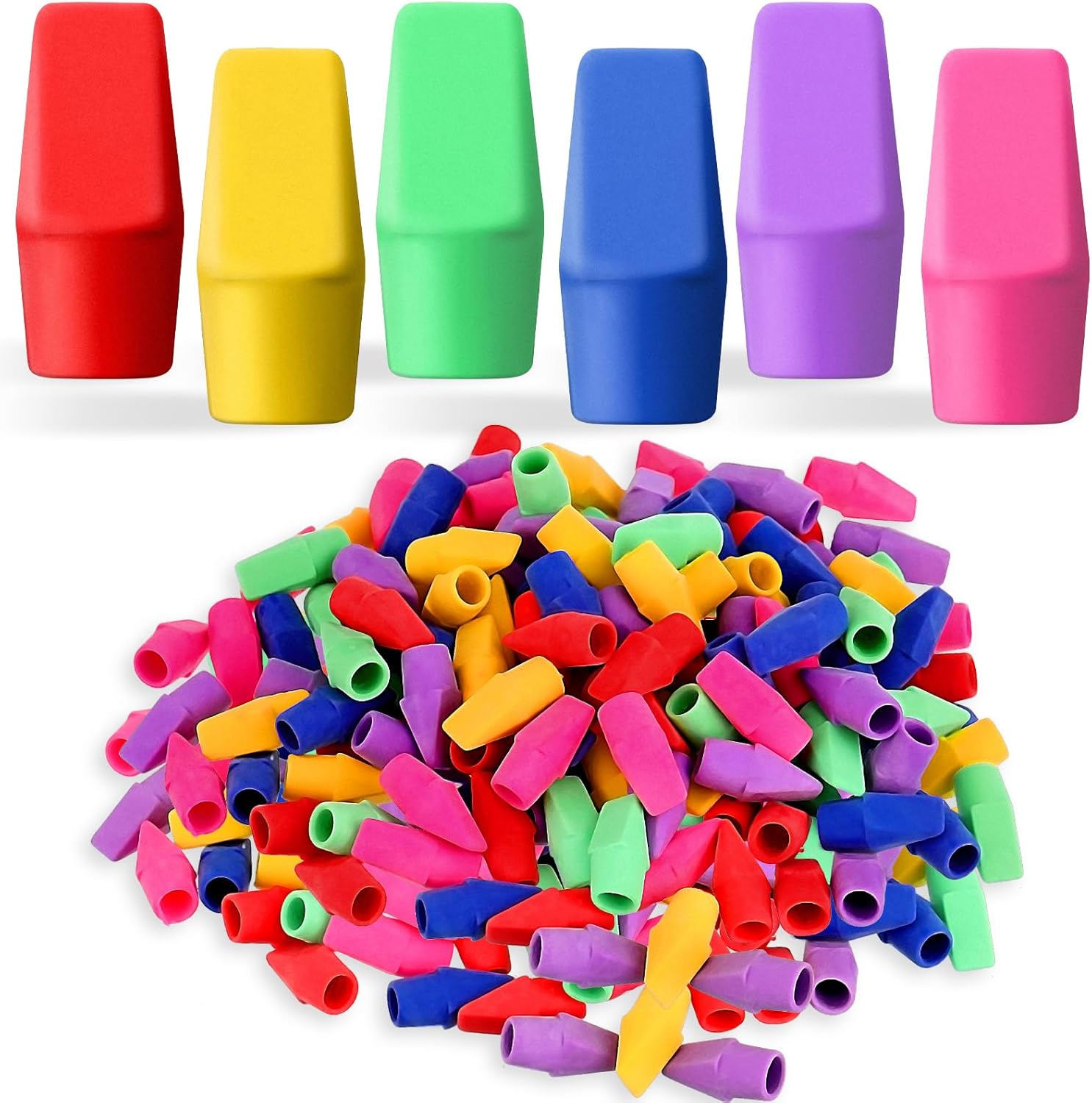 Fainne 1000 Pcs Pencil Eraser Caps Bulk Pencil Eraser Tops Valentine Party Favors Back to School Supplies No Latex for Kids Rewards Gifts for Classroom Prizes Teacher Art Drawing Supply(Bright Color)