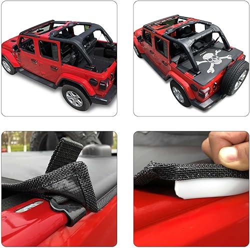Miniatura 9 de Shadeidea Cubierta Tonneau compatible con Jeep Wrangler Cargo Cover JL 4 puertas JLU (2018-actual) cubierta trasera del maletero negro  Bandera