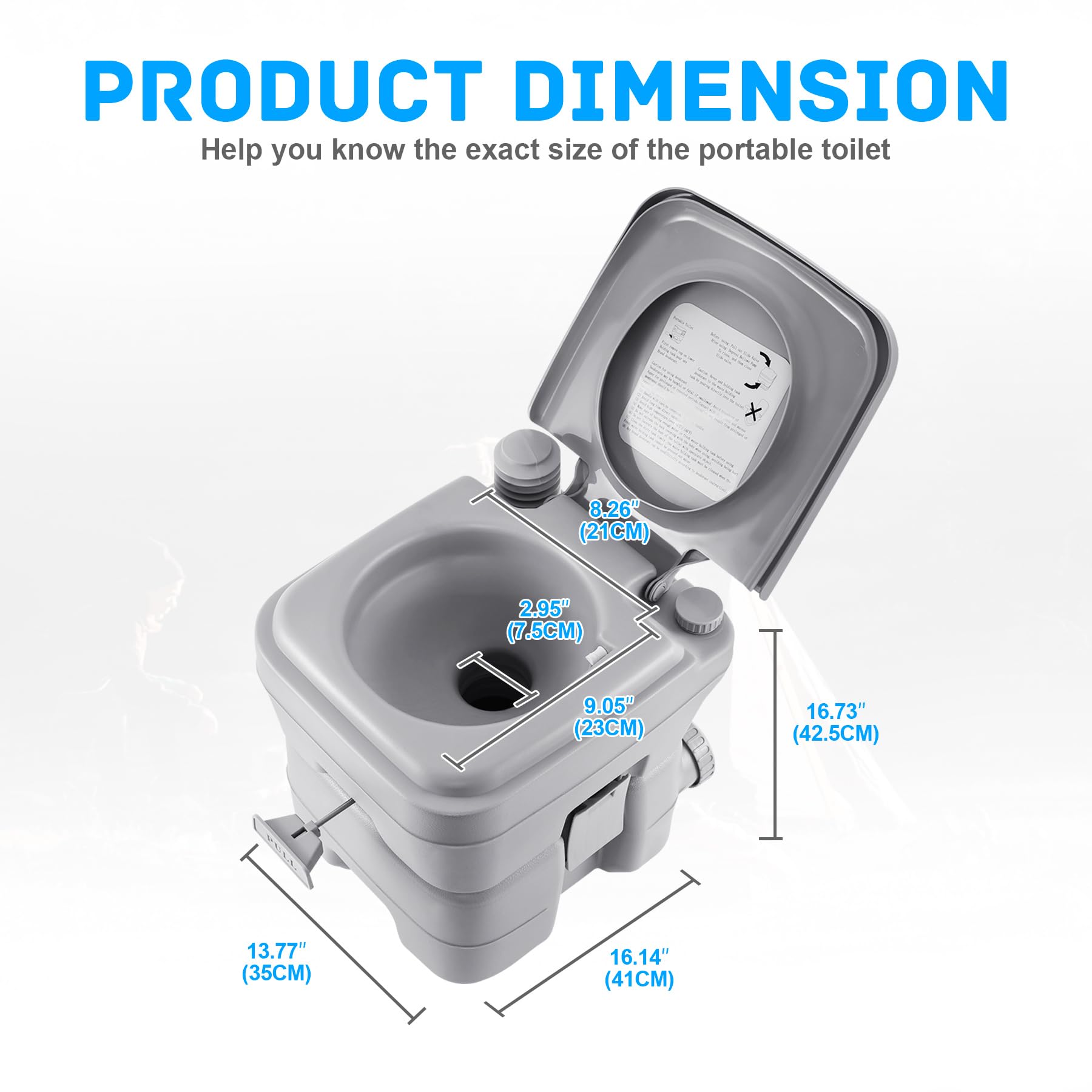 Toilette Portable 20L Toilette Chimique Toilette Camping Sèches pour Camping Caravanes Hôpital, WC Chimique De Voyage Extérieure avec Charge Maximale 130KG