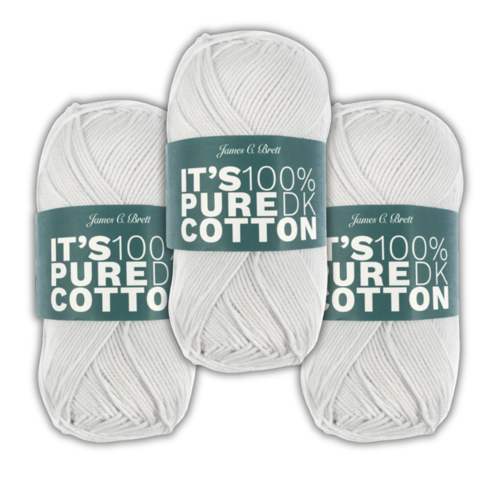 It's Pure Cotton DK 3 x 100g - James C Brett - 100% Cotton Soft Breathable Double Knitting Yarn for Knitting and Crochet (IC04 - White)