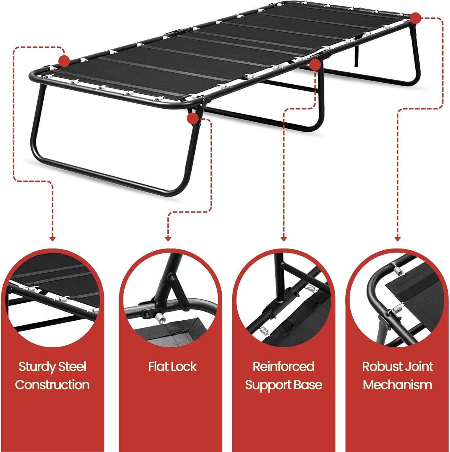 Foldable Metal Platform Bed Frame with Mattress, No Box Spring Needed, Collapsible Steel Base with Underbed Storage, Tool-Free Assembly, Sturdy Foundation – Narrow Twin Size, Black