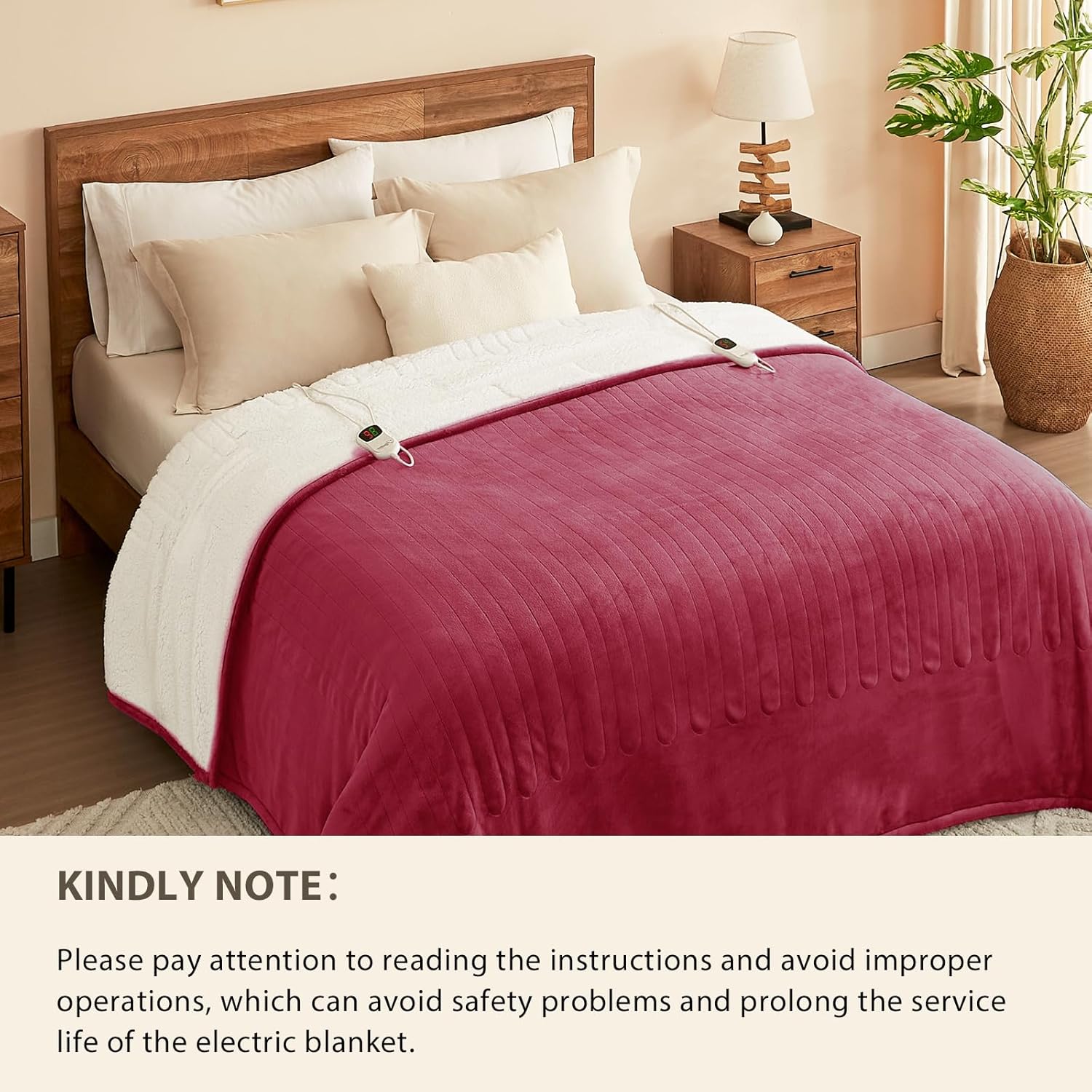 Homemate Electric Heated Blanket Queen - 84"x90" Heating Bed Blankets Throw with 10 Heating Levels 8 Hours Auto Off Fast Heating Over-Heated Protection Ultra Soft Warm Flannel ETL Certified - Image 8