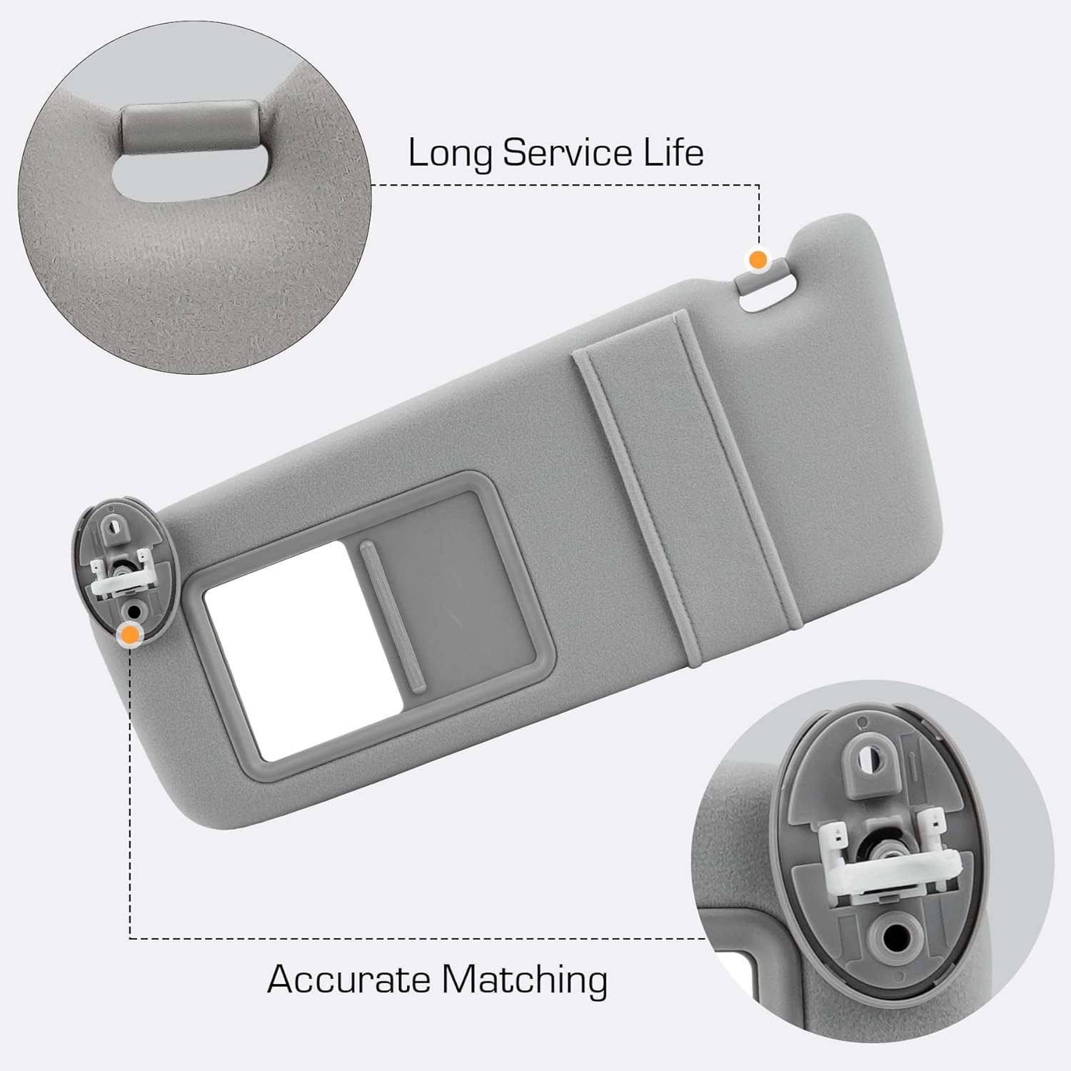TadaMark Left Driver & Right Passenger Side Sun Visor Fit for Toyota Venza 2009 2010 2011 2012 2013 2014 2015 2016 Gray with Light and Sunroof Replace # ‎74320-0T022-A1 74310-0T022-B1 (1 Pair)