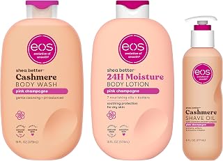 eos Shower Essentials Bundle- Body Lotion, Body Wash, Shave Oil - Pink Champagne