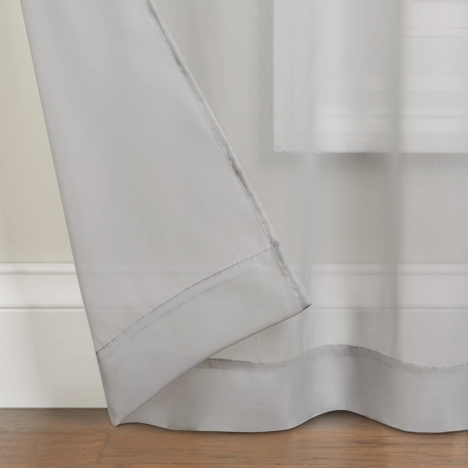 ECLIPSE Kiara Modern Sheer Voile Light Filtering Grommet Window Curtains for Bedroom (2 Panels), 54 in x 84 in, Silver