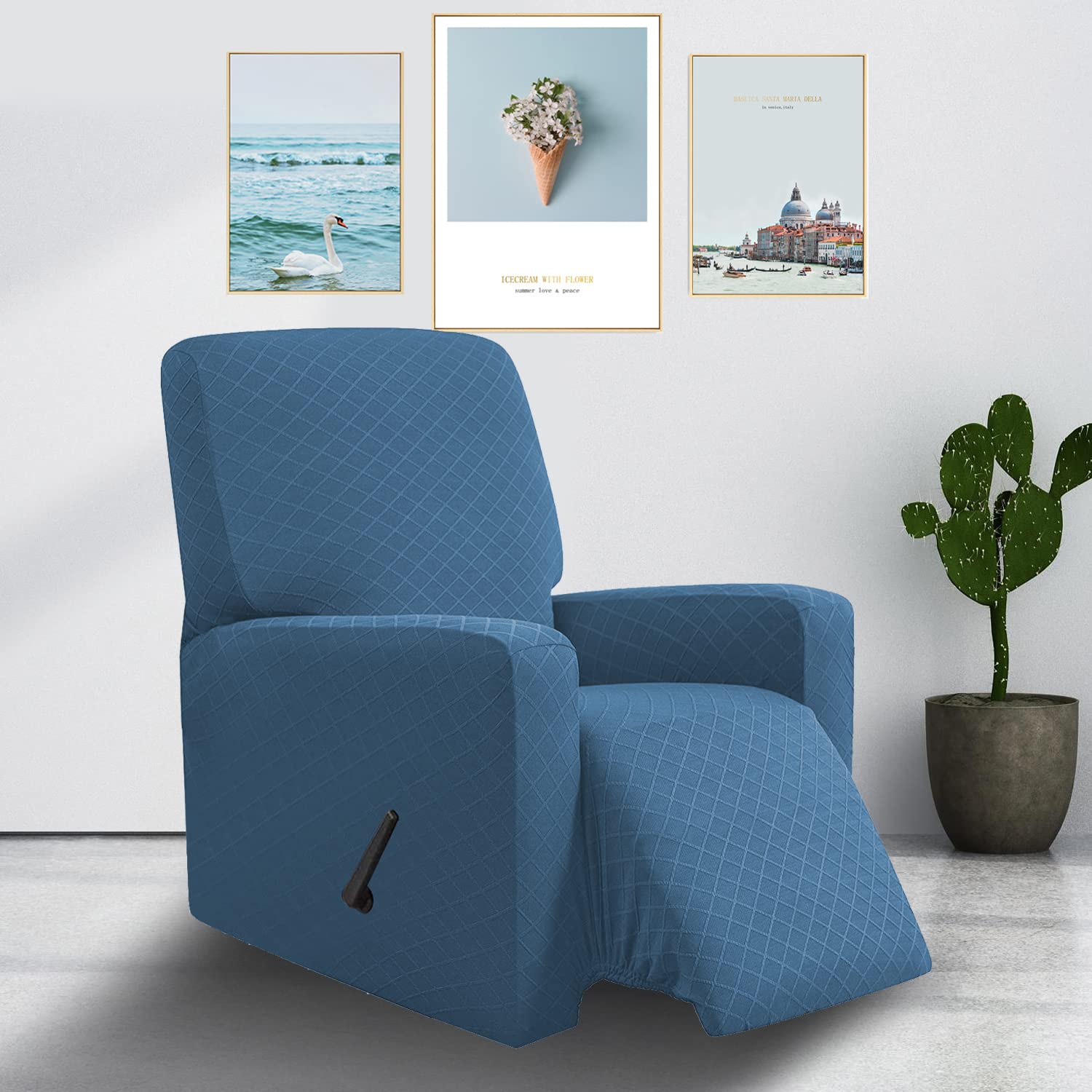 EBETA Fodera per poltrona Relax Elastica Completa Protezione per Poltrona Reclinabile, Fodera per poltrona reclinabile (Blu Jean)