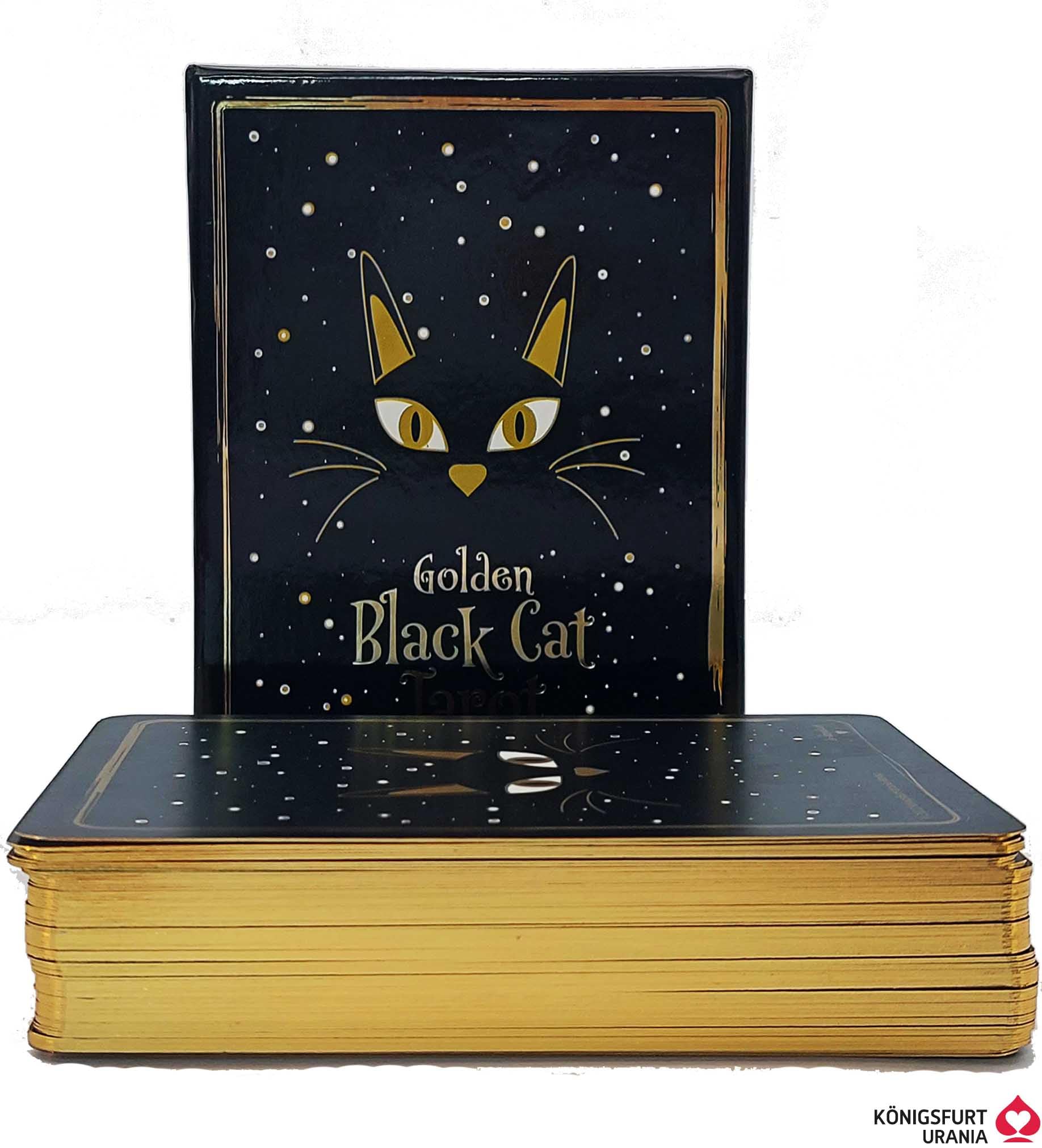 Golden Black Cat Tarot - Hochwertige Stülpdeckelschachtel mit Goldfolie: 78 Karten mit Golddruck und Booklet: 96 Seiten (Katzen Tarot, Tier Tarot)