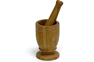 IMUSA USA Bamboo Mortar and Pestle for Pilon Mofongo Making
