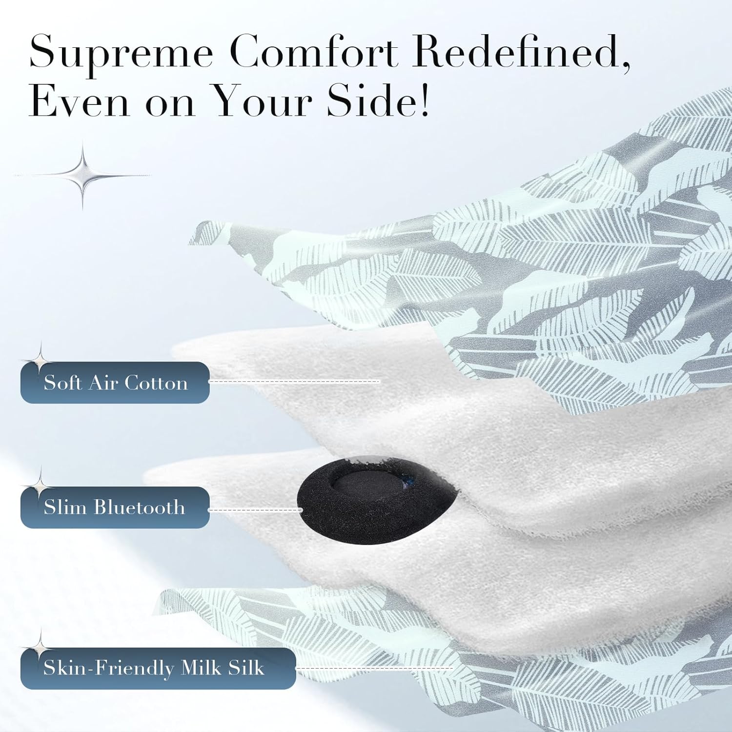 LC-dolida Sleep Mask with Bluetooth Headphones, Extra Large Silk Eye Mask for Sleeping Side Day Sleepers, Sleep Headphones Bluetooth 5.4 for Women Men with Thin Speaker, Blackout, Comfort, Microphone - Image 4