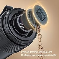 Vista 8 de Generic Molinillo de café eléctrico portátil con mango recargable por USB, parada automática, silencioso, ajustable, pequeño, de acero inoxidable