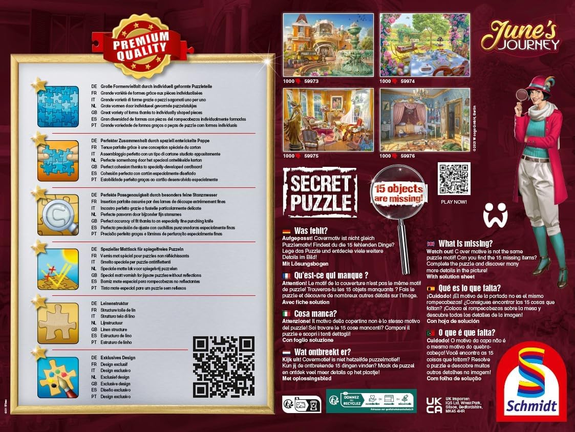 Schmidt Spiele 59974 Junes Journey Tea in The Garden Jigsaw Puzzle 1000 Pieces