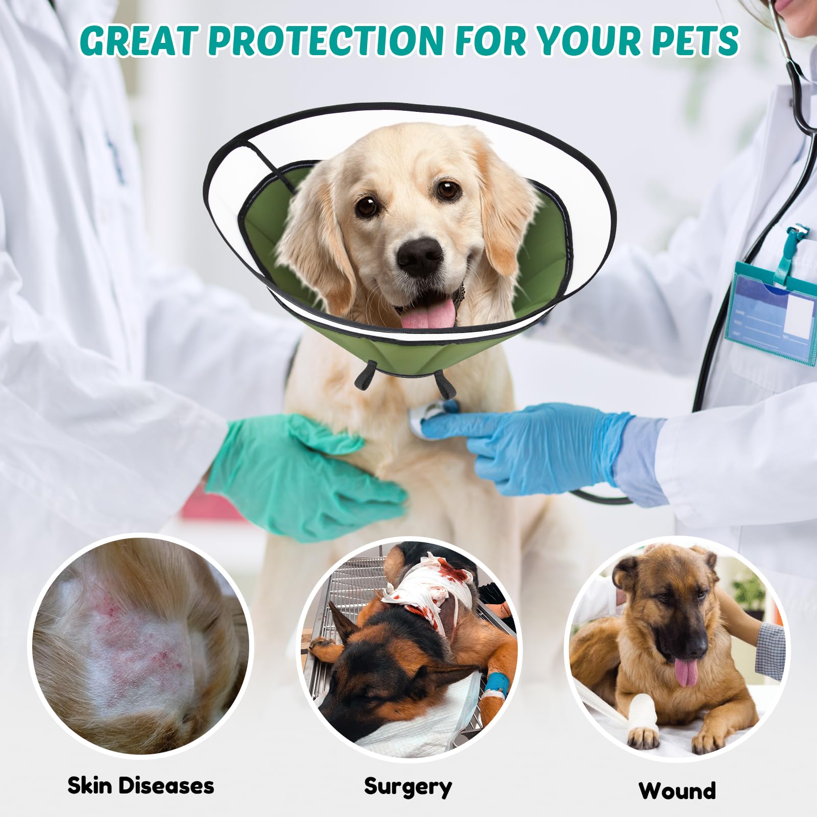 Soft Dog Cone Collar Small Medium Large Size Dog,Dog Cone Alternative After Surgery,Adjustable Protective Dog Recovery Collars to Prevent Pets from Touching Stitches,Wounds and Rashes,L